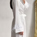 Color-Autumn Winter Long Sleeve Nightgown White with Feather Fashion Bowknot Pajamas Satin Long Ladies Homewear-Fancey Boutique