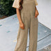 Color-Khaki-Summer Women Casual Solid Color Pocket Square Collar Loose Overalls-Fancey Boutique