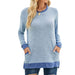 Color-Light Blue-Women Clothing round Neck Multicolor Pocket Long Sleeve Pullover Top Loose-Fitting Casual T-shirt-Fancey Boutique