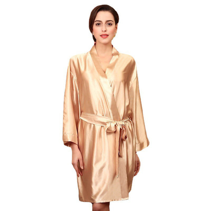 Color-Pajamas Women Spring Summer Silk Ice Silk Robe Foreigners plus Size Bathrobe Morning Gowns Ladies Summer Loungewear-Fancey Boutique