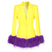 Color-Fall Winter Blazer Detachable Feather Women Blazer-Fancey Boutique