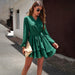 Color-Green-Women Clothing Autumn Solid Color Elegant Sexy Long Sleeved Dress-Fancey Boutique