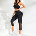 Color-Seamless Hollow Out Cutout Mesh High Waist Hip Lift Yoga Cropped Pants Sports Sexy Bra Fitness Suit-Fancey Boutique
