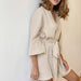 Color-Spring Pure Cotton Casual Home Nightgown Short Cardigan Double Layer Gauze Simple Women Pajamas-Fancey Boutique