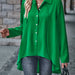 Color-Fall Winter Solid Color Women's Clothing Shirt Collar Long Hem Irregular Asymmetric Shirt Women-Fancey Boutique