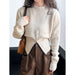 Color-Autumn Short Zipper Sweater Western High Sense Special-Interest Design round Neck Pullover Top-Fancey Boutique