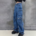 Color-Multi Bag Wide Leg Jeans Autumn Winter Fashionable Cargo Pants Hip Hop Cool Series Trousers-Fancey Boutique