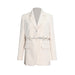 Color-Model High Grade Women Clothing Autumn Hemp Rope Woven Stitching One Button Simple Short Blazer-Fancey Boutique