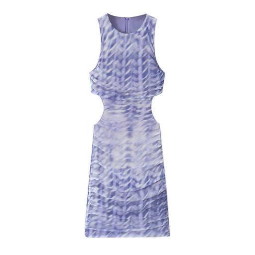 Color-【MOQ-5 packs】 Summer Women Clothes Open Design Printed Silk Net Dress-Fancey Boutique