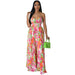 Color-Multicolor 1-Sleeveless Chest Wrapped Printed Trousers Summer High Waist Pleated Jumpsuit-Fancey Boutique