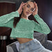Color-Green Top-Spring Autumn Popular Women Long Sleeve Blouse Long Skirt Sequined Set-Fancey Boutique