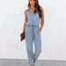 Color-Light Blue-Spring Summer Women Clothing Eaby Loose Sleeveless Women Denim Jumpsuit-Fancey Boutique