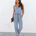 Color-Spring Summer Women Clothing Eaby Loose Sleeveless Women Denim Jumpsuit-Fancey Boutique