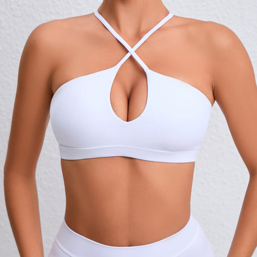 Color-White-Running Exercise Underwear Beauty Back Fitness Top Yoga Clothes Women Cross Quick Drying Breathable Nude Feel Yoga Bra-Fancey Boutique