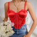 Color-Summer Fresh Sweet Spicy Lace Slim Fit Slimming Steel Ring Top Support Sling Boning Corset Bra Inner Wear Outer Wear Vest-Fancey Boutique