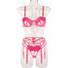 Color-Coral Red-Sexy Three Piece Set Hollow Out Cutout Sexy Sexy Lingerie Three Piece Set-Fancey Boutique