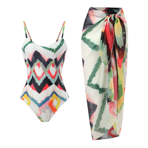 Color-Two Piece Beach Swimsuit Suit Gradient Tie Dye Sheath Dress Swimsuit-Fancey Boutique