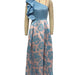 Color-Blue-Women Clothing Print Diagonal Collar Lotus Edge One Shoulder Dress-Fancey Boutique
