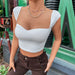 Color-White-Women Clothing tagram Mesh Red Slim Fit Square Collar Ultra Short Sleeveless T-shirt Vest Top-Fancey Boutique