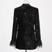 Color-Autumn Socialite Affordable Luxury Sequined Blazer Slim Fit Cuff Furry Stitching Small Blazer-Fancey Boutique