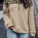 Color-Winter Leopard Splicing Drop Shoulder Zipper Sweater Women Casual Thermal Long Sleeve Top Women-Fancey Boutique