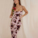 Color-Sexy Strap Backless Rose Printed Dress Vacation Slim Fit Lace up Sexy Dress-Fancey Boutique