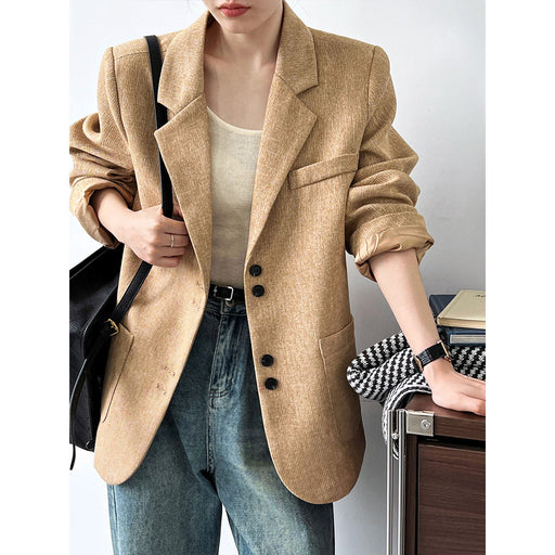 Color-Early Autumn Retro Texture Woven Blazer Women High Grade Classic Blazer-Fancey Boutique