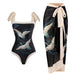 Color-Crane Suit-Retro Swimsuit Conservative One Piece Spring Swimsuit Suit Women Chiffon Blouse-Fancey Boutique