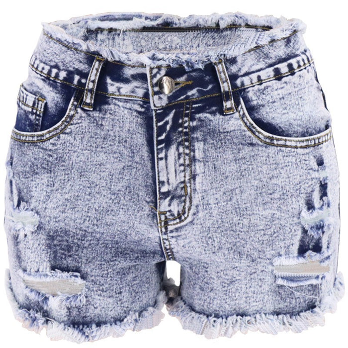 Color-Spring Summer Bleached Snowflake Women Denim Shorts-Fancey Boutique