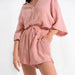 Color-Autumn Five Quarter Sleeve Pajamas Loose Crepe Cotton Shorts Suit Ladies Homewear Can Be Worn-Fancey Boutique