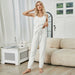 Color-Sexy Knitted Sling Pajamas Autumn Winter Keep Warm Solid Color Half Edge Velvet Suit Home Wear-Fancey Boutique