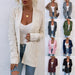 Color-Sweater Women Autumn Winter New Twist Mid-Length Pocket Knitted Cardigan Coat-Fancey Boutique