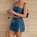 Color-Summer Denim Suit Denim Tank-Top Sexy Sexy Slit Skirt-Fancey Boutique