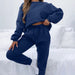 Color-Blue-Autumn Winter Solid Color round Neck Pullover Women Casual Long Sleeve Sweater Suit-Fancey Boutique