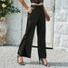 Color-Autumn Elegant Slim Fit Pants Lace Stitching Casual Loose Draping Effect See through Trousers-Fancey Boutique