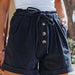 Color-Summer Women Clothing Cotton Wide Leg Pants High Waist Elastic Lace Up Casual Shorts-Fancey Boutique