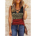 Color-Summer Women Clothing Leopard Splicing V neck Top Large Quantity-Fancey Boutique