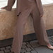 Color-Caramel Pants-Autumn Winter Comfortable Turtleneck Asymmetric Hem Wide Leg Trousers Suit-Fancey Boutique