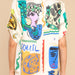 Color-Summer Graffiti Printing Satin Short Sleeve Collared Shirt Trousers Casual Two Piece Suit-Fancey Boutique