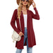 Color-Burgundy-Autumn Winter Solid Color Buttons Loose Long Sleeve Cardigan Knitted Coat Women-Fancey Boutique