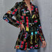 Color-Black-Popular Women Clothing Autumn Winter Printed Casual Small Blazer for Women-Fancey Boutique