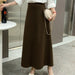 Color-Skirt Women A Line Skirt Autumn Winter Brown High Waist Slimming Mid Length Expansion Skirt Skirt-Fancey Boutique