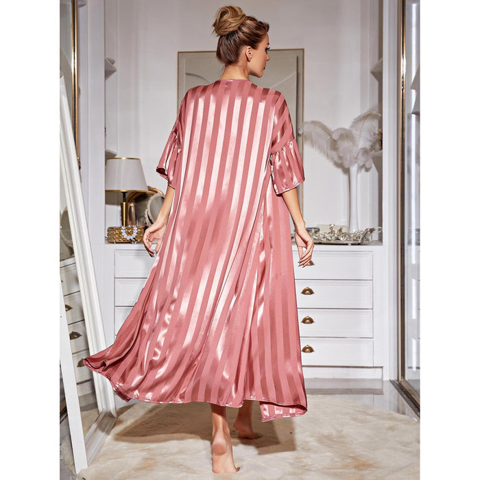 Color-Sling Pajamas Women Two Piece Set Long Robe Silk High Grade Home Wear Set-Fancey Boutique