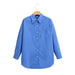 Color-Blue-Boyfriend Loose Comfortable Polo Collar Loose Long Sleeved Shirt for Women Autumn-Fancey Boutique