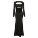 Color-Black-Summer Women Clothing Sexy Cutout Tube Top Solid Color Sheath Slim Fit Dress-Fancey Boutique