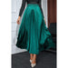 Color-Autumn Winter Solid Color Satin Pleated Long Skirt Women Office High Waist Loose Skirt Women-Fancey Boutique