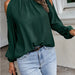 Color-Autumn Winter Women Solid Color Lotus Leaf Round Neck Long Sleeve Pleated Off Shoulder Blouse-Fancey Boutique