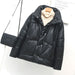 Color-Black-Winter Women Faux Leather Coat Single-Breasted Stand Collar Short Leather Coat Slim Jacket-Fancey Boutique