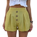 Color-Summer Button Decorations Cotton Linen Shorts Solid Color Casual Wide-Leg Pants for Women-Fancey Boutique