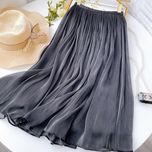 Color-Black-Mercerized Skirt Women Slim Fit Slimming Mid Length A line Skirt Embellished Elegant Summer Organza Skirt-Fancey Boutique